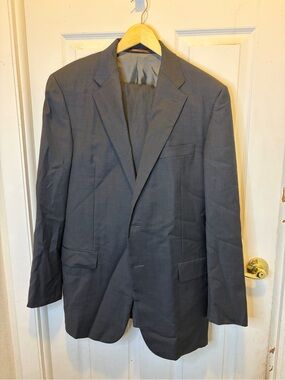 Hickey Freeman Men's Dark Charcoal Two-Button 42L Blazer & Pants 36x32 Suit
